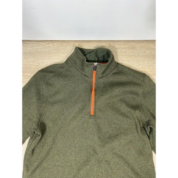 GH Bass Co Green Orange Quarter Zip Pullover Sweater Mens Size XL - Picture 2 of 6